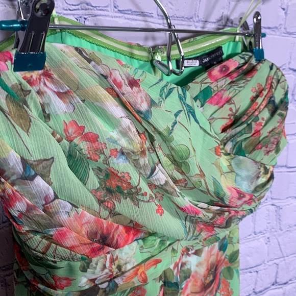 JayGodfrey Floral Romper Strapless Green Size 6 - Picture 3 of 7